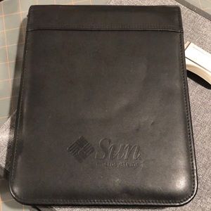 Sun Microsystems genuine leather professional zip portfolio